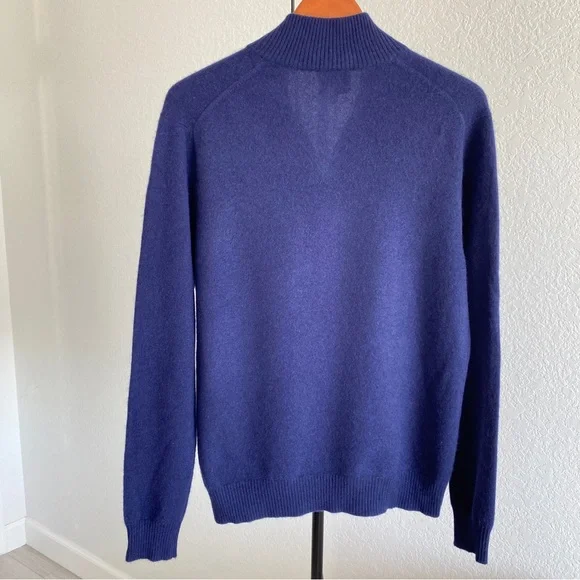 QI navy CASHMERE ZIP PULLOVER